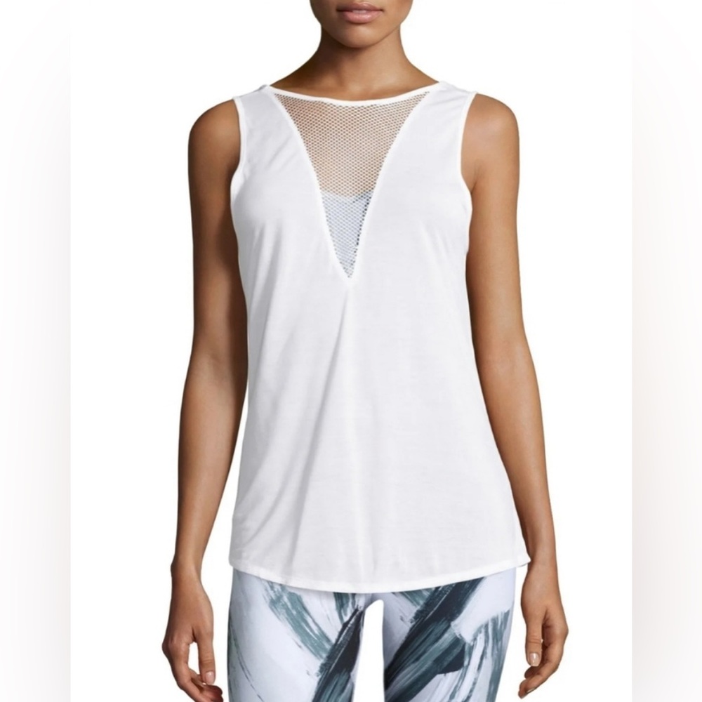 Alo white tank top with mesh back